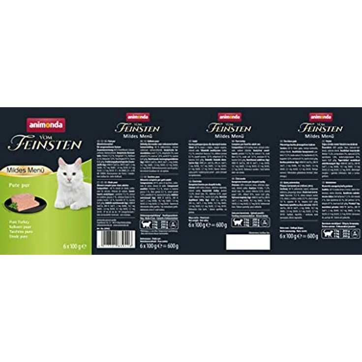 animonda Vom Feinsten Mildes Menü Pute Pur, getreidefreies Katzenfutter nass ohne Zucker, 6 x 100g, leicht verdaulich mit Putenfleisch – Bild 2
