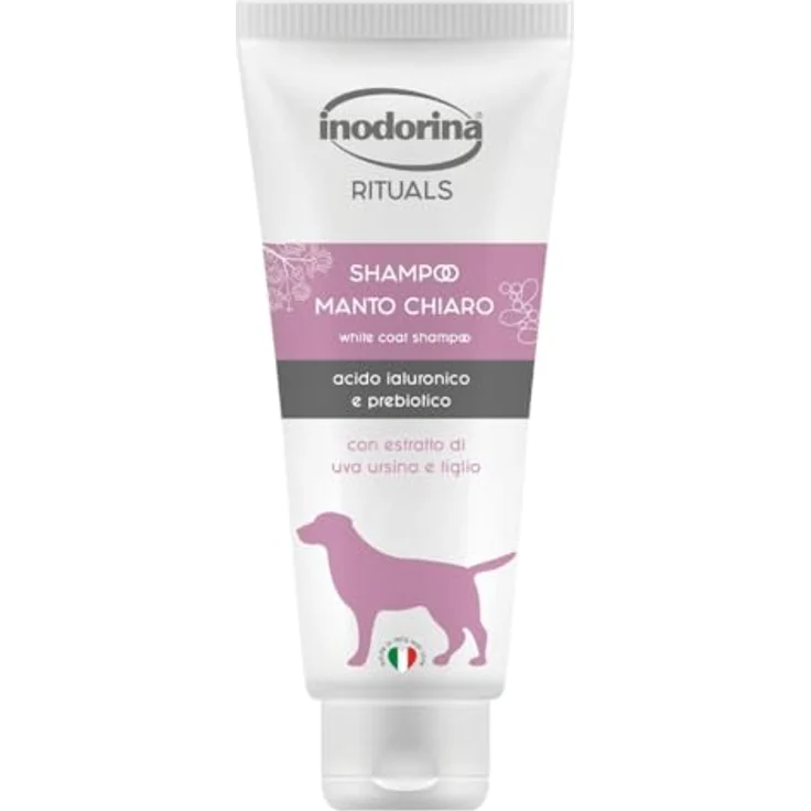 Inodorina Rituals Shampoo für Hunde mit weißem Fell, 250 ml – Parabenfrei, beruhigend, spendet Feuchtigkeit, UV-Filter, Bärentraube & Linde – Bild 1