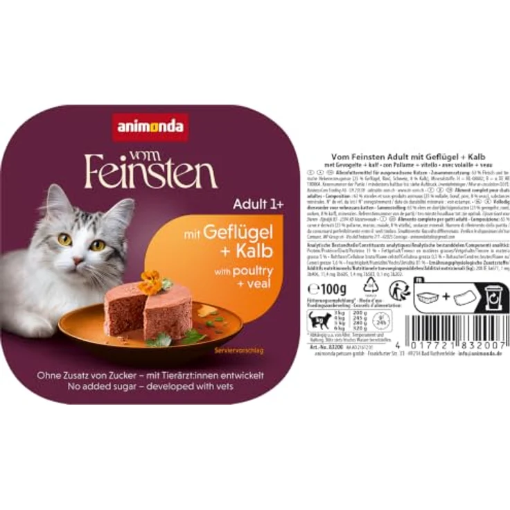 animonda vom Feinsten Adult Nassfutter mit Geflügel & Kalb, 32x100g, ohne Konservierungsmittel für anspruchsvolle Katzen – Bild 8