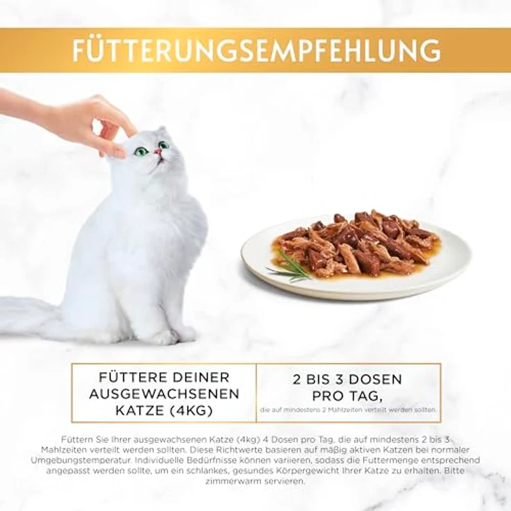 Gourmet Gold Feine Komposition Katzenfutter nass, Sorten-Mix mit Rind, Huhn, Ente, Truthahn, Kaninchen, Leber, Hochseefisch und Spinat, 12er Pack (12 x 4 Dosen à 85g) – Bild 4