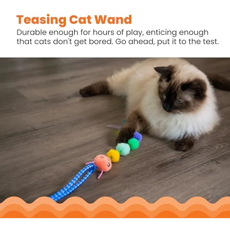 Outward Hound Tail Teaser Ground Prey, Katzenspielzeug mit austauschbaren Katzenminzenspielzeugen und krallensicherem Nylonseil, grün – Bild 2