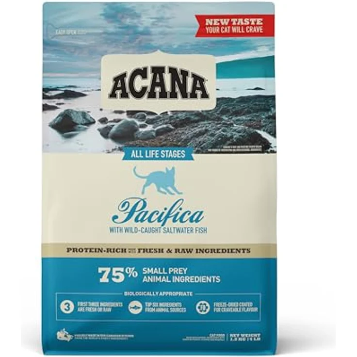 Acana Pacifica Cat & Kitten, Katzen-Trockenfutter mit frischem Vollfleisch, 1,8 kg, hergestellt in Kanada – Bild 1