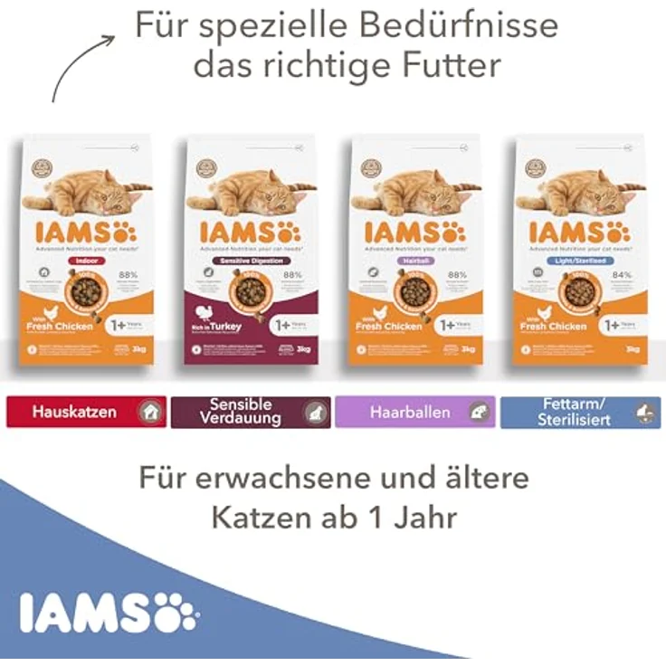 IAMS Sterilised Katzenfutter trocken mit Huhn, 3 kg - Trockenfutter für sterilisierte Katzen ab 1 Jahr, fettreduziert, weizenfrei, mit Omega-3- und Omega-6-Fettsäuren für gesundes Fell und starke Immunabwehr – Bild 4