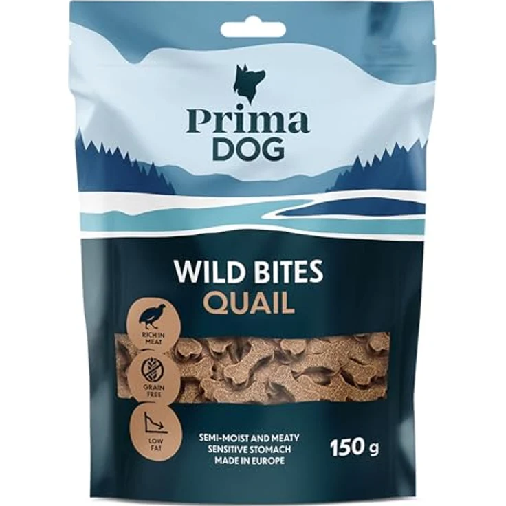 PrimaDog Wild Bites, Getreidefreie Leckerlis mit Wachtelfleisch und Weißdornbeeren, 150 g – Bild 1