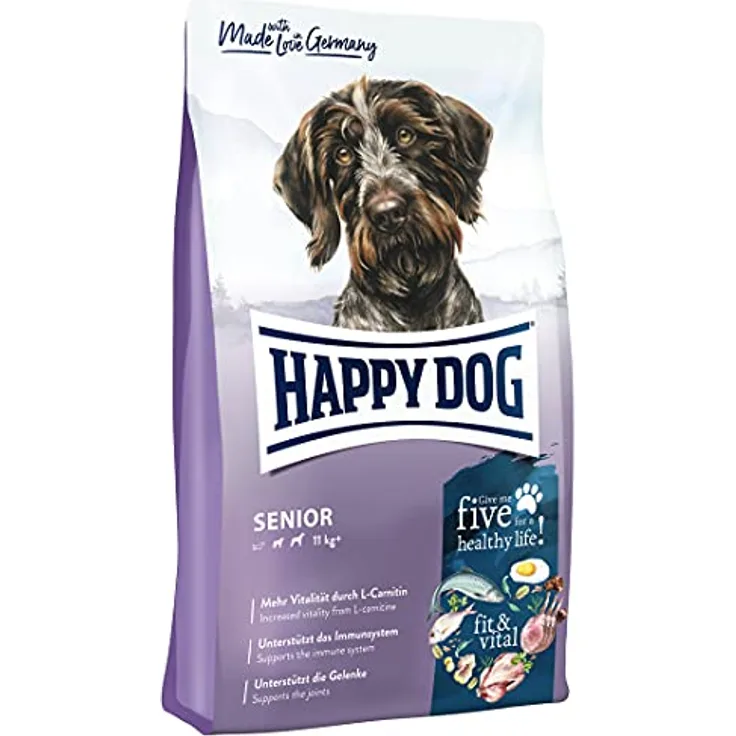 Happy Dog fit & vital Senior, 12 kg Hundefutter für ältere Hunde, mit L-Carnitin, ohne Gentechnik, weizenfrei