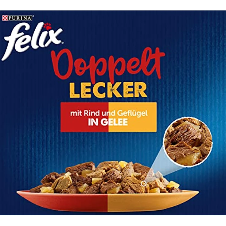FELIX So gut wie es aussieht Doppelt Lecker Katzenfutter nass in Gelee, Rind & Geflügel, 26er Pack (26 x 85g), 100% komplett & ausgewogen, ohne Konservierungsstoffe – Bild 4