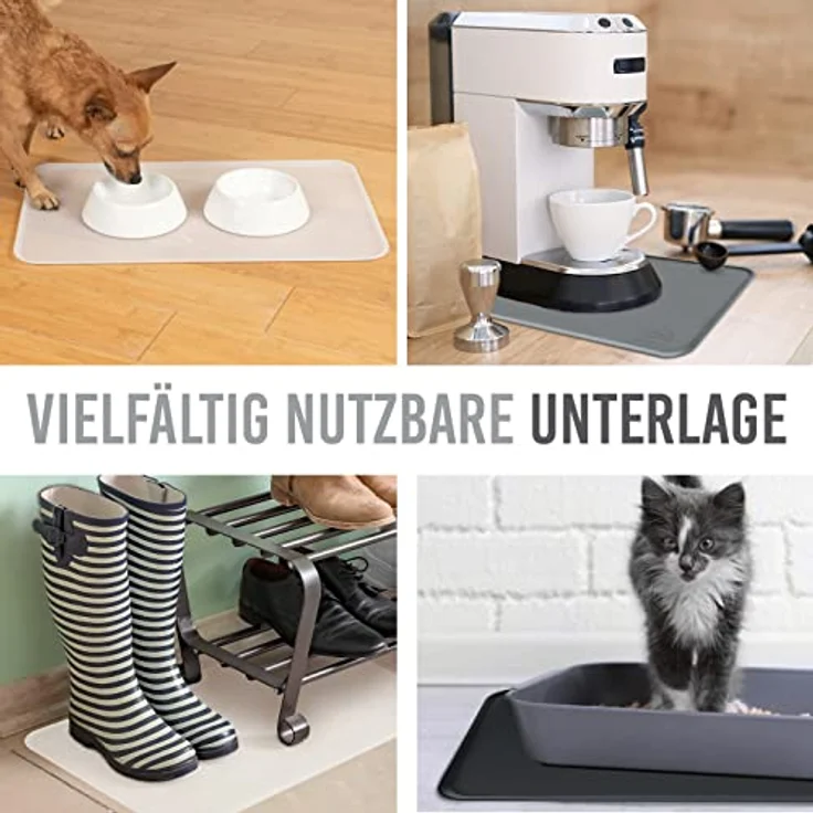 KaraLuna© Basic Silikon Unterlage 60x40 cm, grau I rutschfest und wasserundurchlässig I Futtermatte für Hunde und Katzen – Bild 3