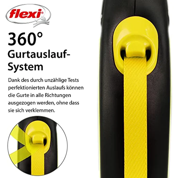 flexi New NEON Gurt-Rollleine schwarz-neongelb S: 5 m bis 15 kg – Bild 4