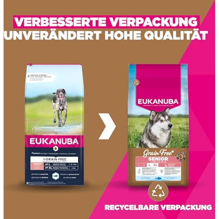 Eukanuba Senior Hundefutter, getreidefrei mit Fisch für große Rassen, 12 kg, Premium Trockenfutter ohne Getreide für ältere Hunde, unterstützt Gelenke und gesunde Haut – Bild 2