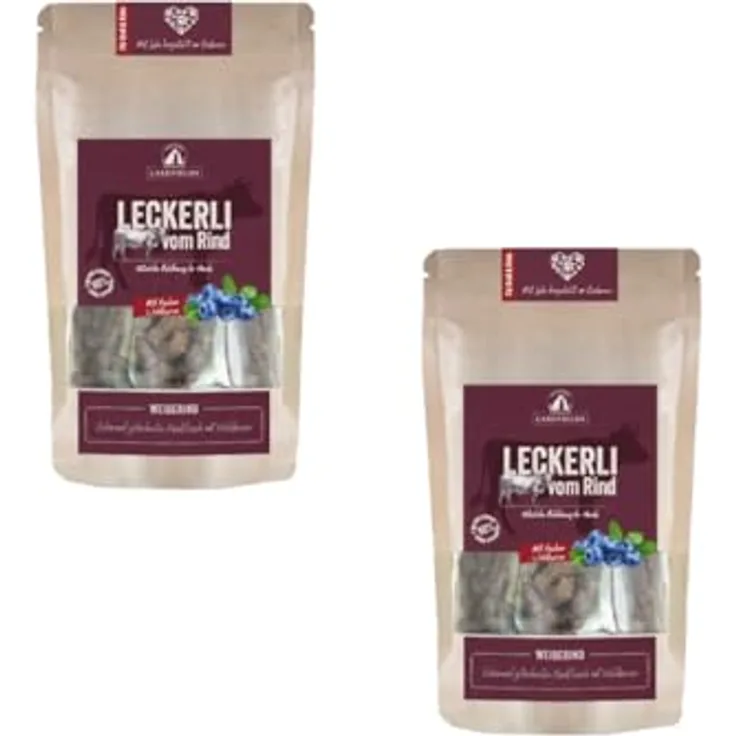 Lakefields Leckerli für Hunde, Doppelpack 2 x 150 g, mit 90% Rindfleisch, schonend getrocknet, Monoprotein, ohne Getreide und Zucker