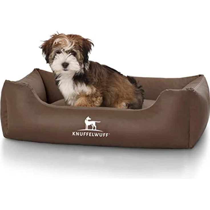 Knuffelwuff Leder Hundebett Sidney Braun M-L – Bild 2