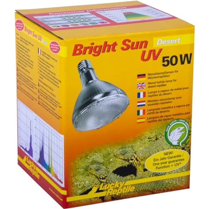 Lucky Reptile Bright Sun UV Desert, 50 Watt Terrarienbeleuchtung mit optimiertem Spektrum für Wüstenreptilien – Bild 3