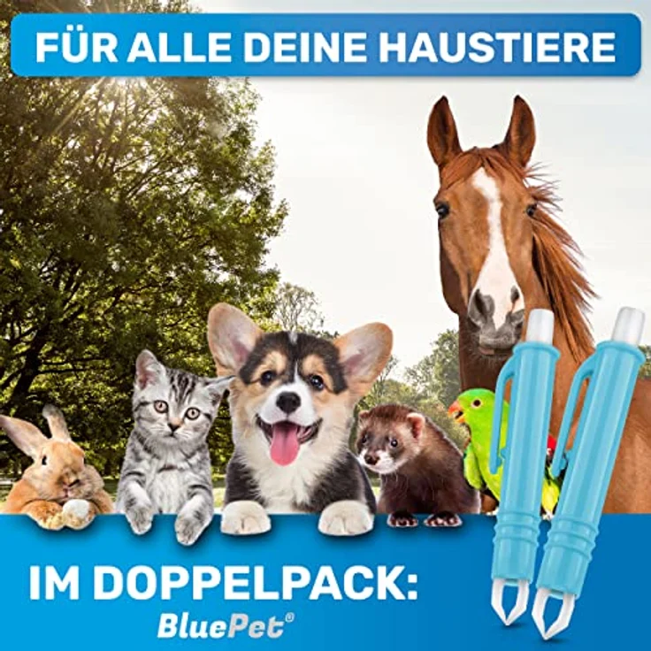 BluePet 2X Automatische Zeckenzange, Zuverlässige Zeckenpinzette für Hunde, Katzen, Pferde & Menschen mit Druckknopföffnung und Sicherheitsmechanismus – Bild 3