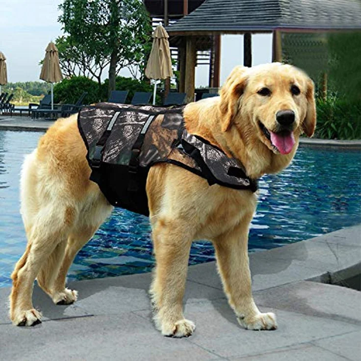 Izefia Hund Schwimmweste, Sicherheitsmantel mit Griff für kleine Hunde, Brustumfang 41-53 cm, Tarnung, Größe S – Bild 4