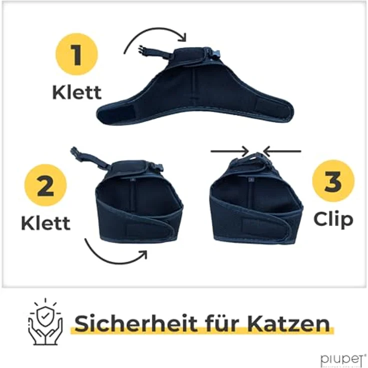 PiuPet® Katzengeschirr (S) mit 1,2m Leine, ausbruchsicher, ergonomisches Design, Schwarz – Bild 2