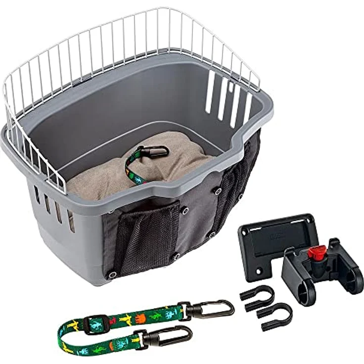 Ferplast Trasportino da bicicletta per cani Atlas Bike 20 Rapid, Fahrradkorb mit Sicherheitsgurt, Schnellkupplungssystem und waschbarem Kissen, 47 x 35,5 x h 34,5 cm, grau – Bild 1