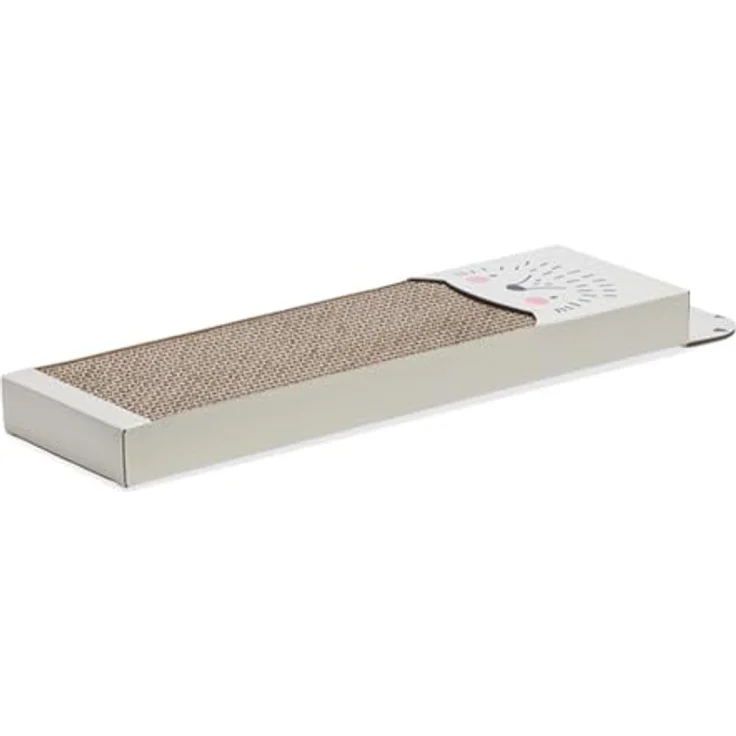 Beeztees Kratzbrett Igel aus Karton, beige, 45 x 13 x 2 cm, mit Katzenminze und Papphaken für vertikales Kratzen – Bild 4