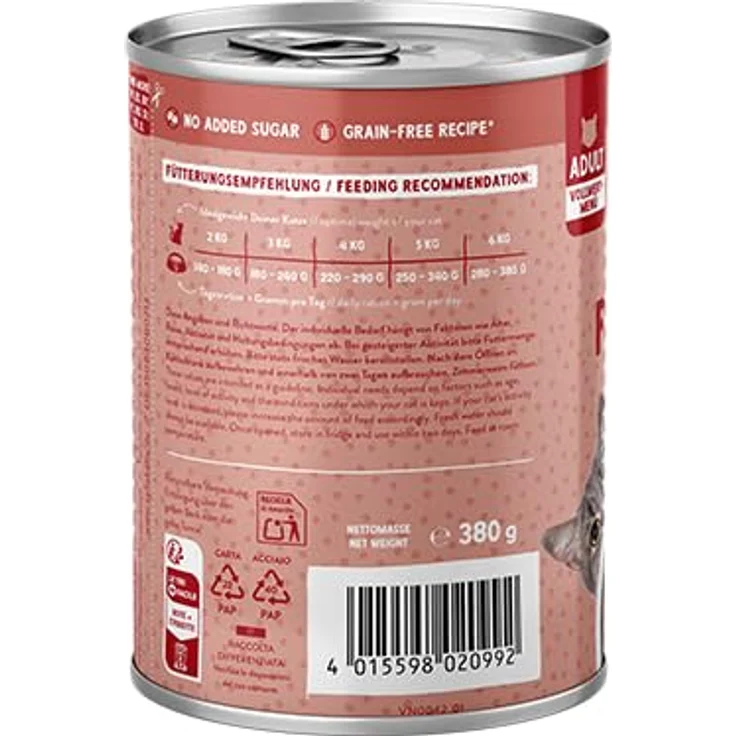 Sanabelle Nassfutter Schlemmertopf mit Rind & Pute, getreidefreies Alleinfutter für Katzen, 6 x 380g, 2.28 kg – Bild 5