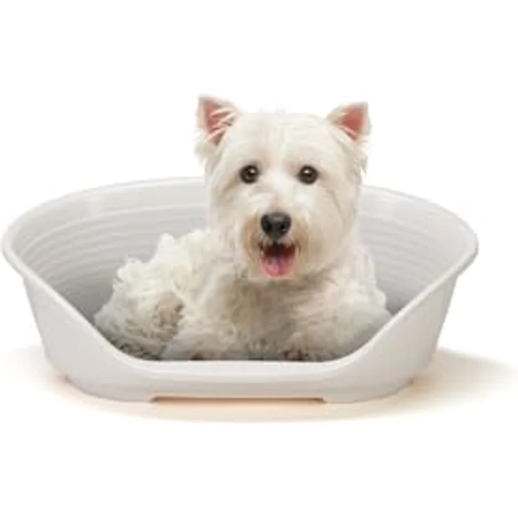 Ferplast Siesta Deluxe Hundebett, waschbares Kunststoff-Hundebett, atmungsaktiv und rutschfest, 54 x 35 x 21,5 cm, Weiss – Bild 1