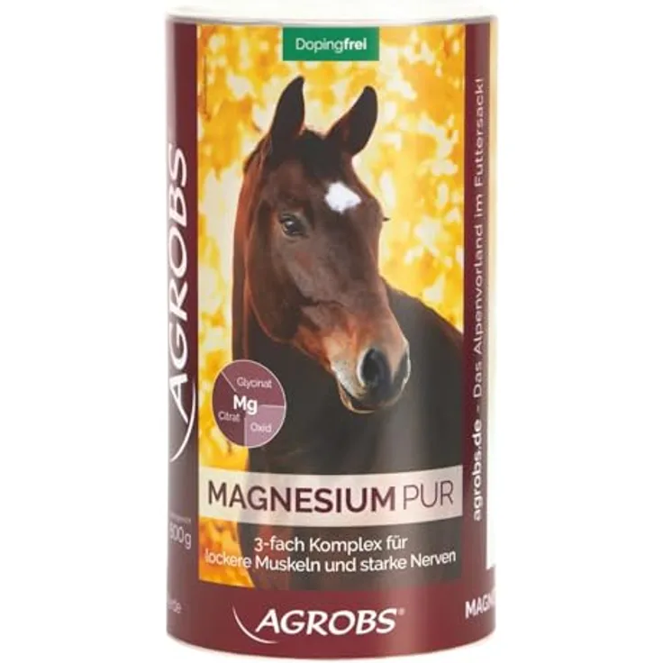 Agrobs Magnesium Pur, 800 g Ergänzungsfutter für Pferde und Ponys, 3 verschiedene Magnesiumquellen, getreide- und melassefrei, ohne Luzerne