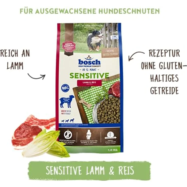 bosch HPC Sensitive Lamm & Reis, Hundetrockenfutter für ernährungssensible Hunde aller Rassen, glutenfrei, 1 x 3 kg – Bild 3