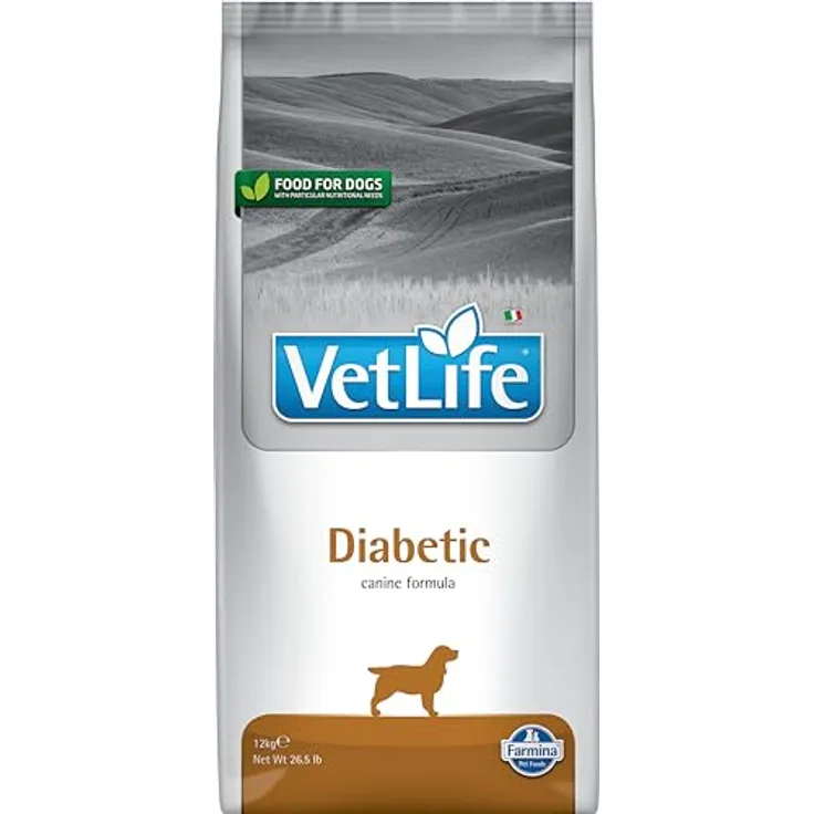 Farmina Vet Life Pellets Hundefutter, diätisches Trockenfutter ohne Gentechnik und Getreide, für Diabetes mellitus, 12 kg