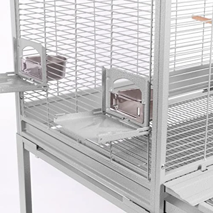 Montana Cages Madeira Single, Premium Vogelkäfig für Finken und Sittiche, erweiterbar, inklusive 4 Edelstahlnäpfe und 4 Lenkrollen, AVILON Pulverbeschichtung, Platinum Edition, ca. 86 x 56 x 158cm – Bild 5
