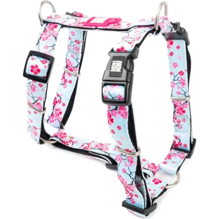 Max & Molly Hundegeschirr in H-Form, Ultrabequemes Neopren-Geschirr für mittelgroße Hunde, Cherry Bloom/M, Gepolstert, Sicher & Ultraleicht
