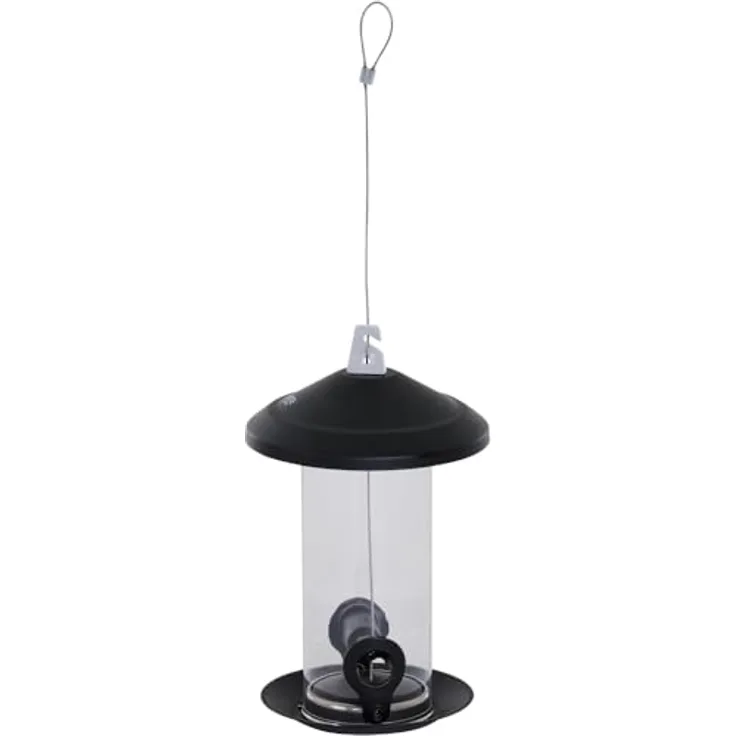 Siena Garden Futtersäule Stahl-Serie, bruchsichere Kunststoffröhre für die saubere Fütterung von Wildvögeln