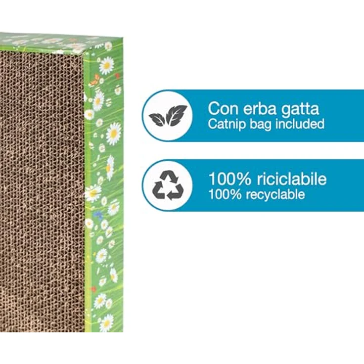 OEM Kartonner Krabpaal mit Katzenkraut, 48x25x5cm, Braun, funktionales Design mit Catnip – Bild 3
