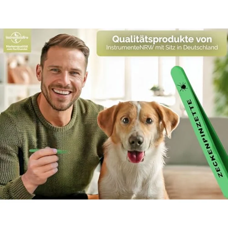InstrumenteNrw Zeckenzange Zeckenpinzette für Hunde & Katzen, Edelstahl rostfrei, 11,5 cm, grün mit Etui zur sicheren Zeckenentfernung – Bild 4
