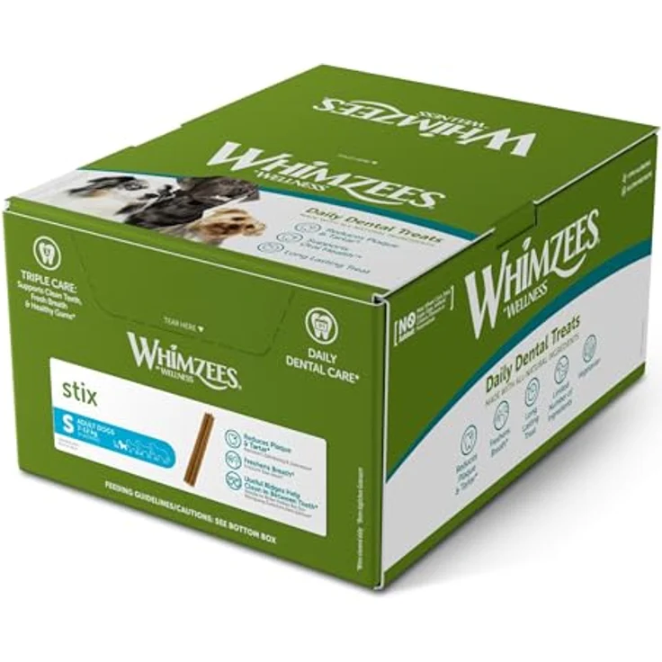 WHIMZEES Stix Größe S, glutenfreie vegetarische Hundesnacks zur Plaque- und Zahnsteinbeseitigung, 150 Stück im Display (1 x 2.25 kg) – Bild 3
