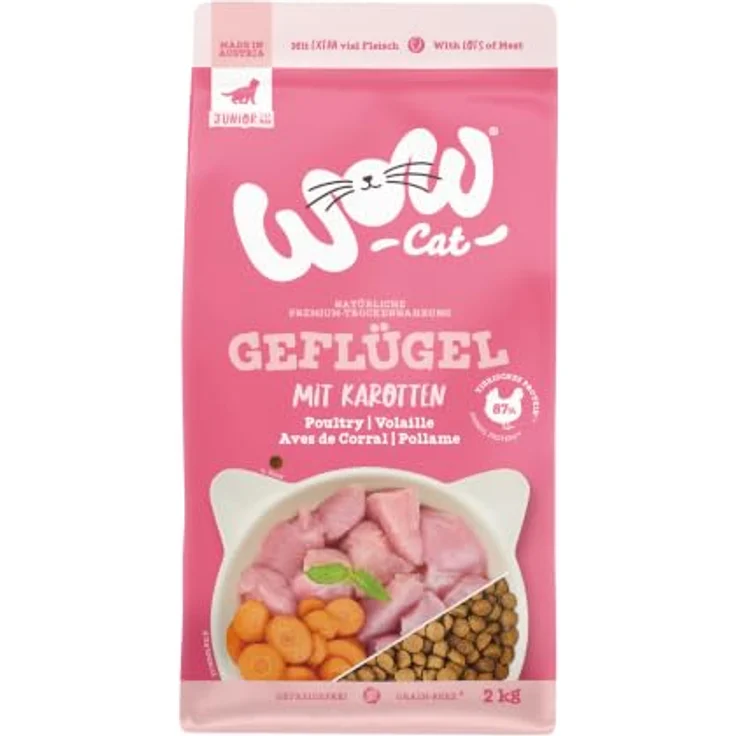 WOW Cat Junior Geflügel, 2 kg Premium-Trockenfutter für Kitten mit 87% tierischem Protein, ohne Getreide – Bild 1