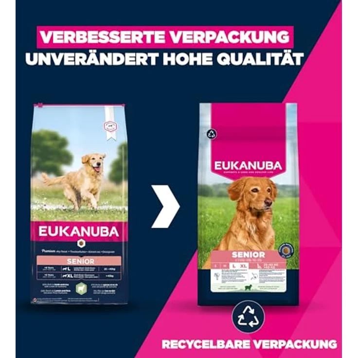 Eukanuba Senior Hundefutter mit Lamm und Reis für große Rassen, 12 kg - Premium Trockenfutter für ältere Hunde mit gesunder Verdauung und Gelenkschutz – Bild 2