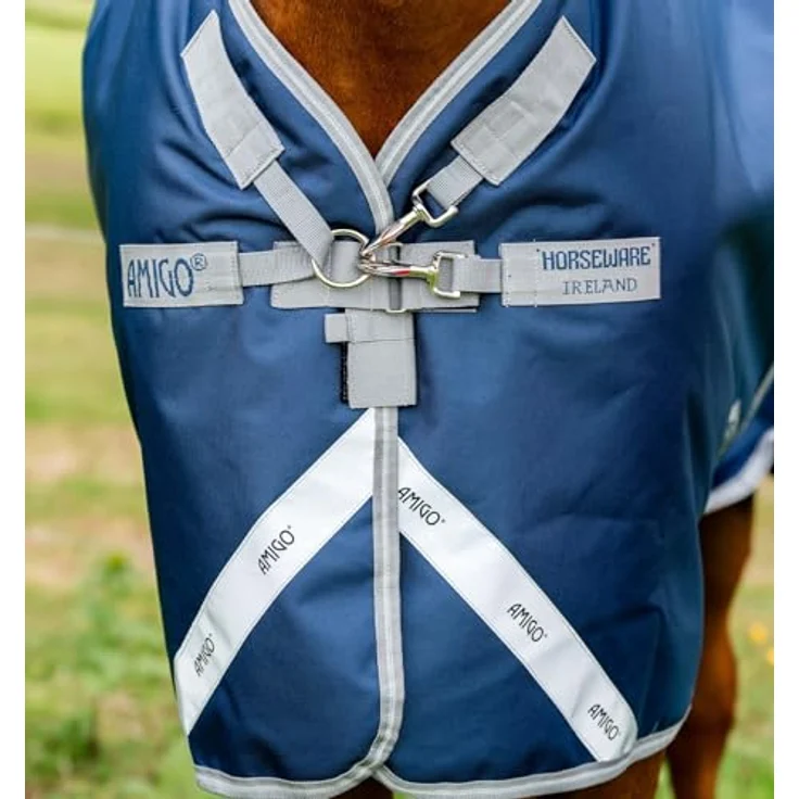 Horseware Amigo 1200D Plus Turnout 50g, Antistatische Pferdedecke mit abnehmbarer Kapuze und reflektierenden Streifen – Bild 2