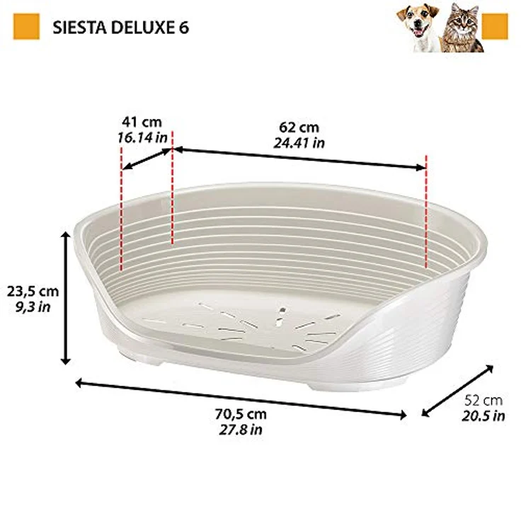 Ferplast Siesta Deluxe Hundebett, atmungsaktive Kunststoff-Hundeliege, waschbar, rutschfest, 62 x 41 x 23,5 cm, Bordeaux – Bild 3