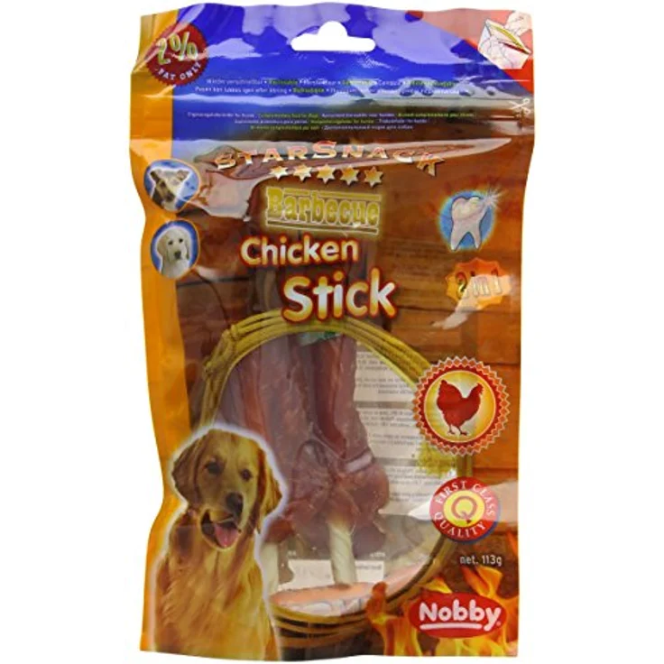 Nobby STARSNACK Barbecue Chicken Stick, natürliche Zahnpflege für Hunde, ca. 13,5 cm, 113 g, kalorienarm – Bild 1