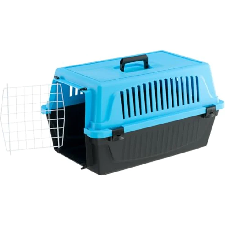 Ferplast ATLAS 20 EL, Transportbox für Katzen und kleine Hunde bis 8 kg, Hartschale mit plastifizierter Eisentür und Lüftungsschlitzen, 37 x 58 x H 32 cm, Hellblau – Bild 4