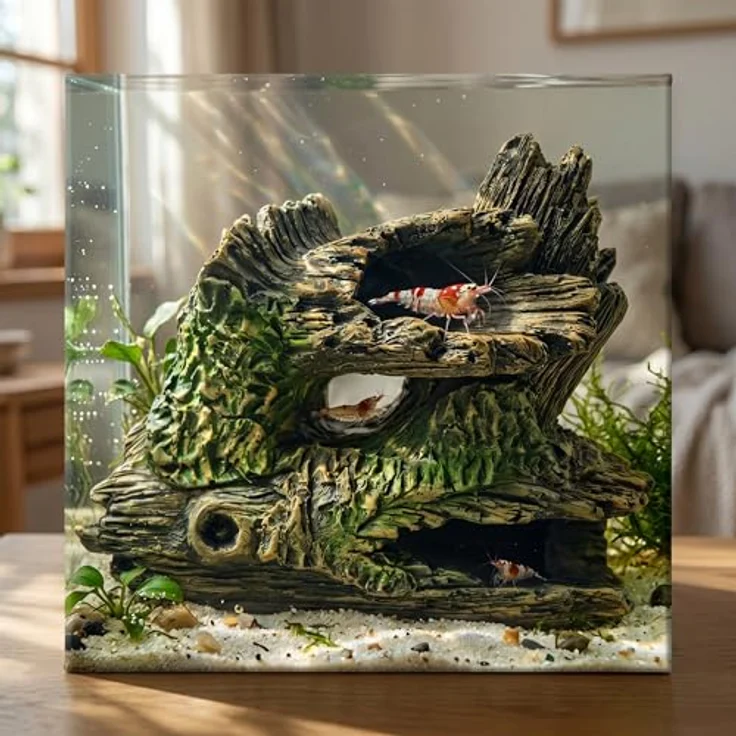 relaxdays Aquariendeko Baumstamm, detailreiche Aquarium-Dekoration aus ungiftigem Kunstharz, Braun, 17 x 20 x 10 cm – Bild 5