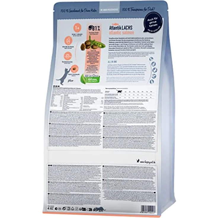 Happy Cat 70555 Culinary Adult, Katzen-Trockenfutter mit Atlantik Lachs und Erbsen, 10 kg, made in Germany, für ausgewachsene Katzen – Bild 2