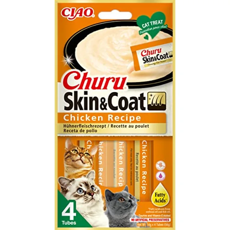 INABA Churu Cremige Katzenleckerlis mit Thunfisch, 40 x 14g, für Haut- und Fellpflege, kalorienarm, ohne Getreide