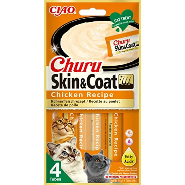 INABA Churu Cremige Katzenleckerlis mit Thunfisch, 40 x 14g, für Haut- und Fellpflege, kalorienarm, ohne Getreide – Bild 1