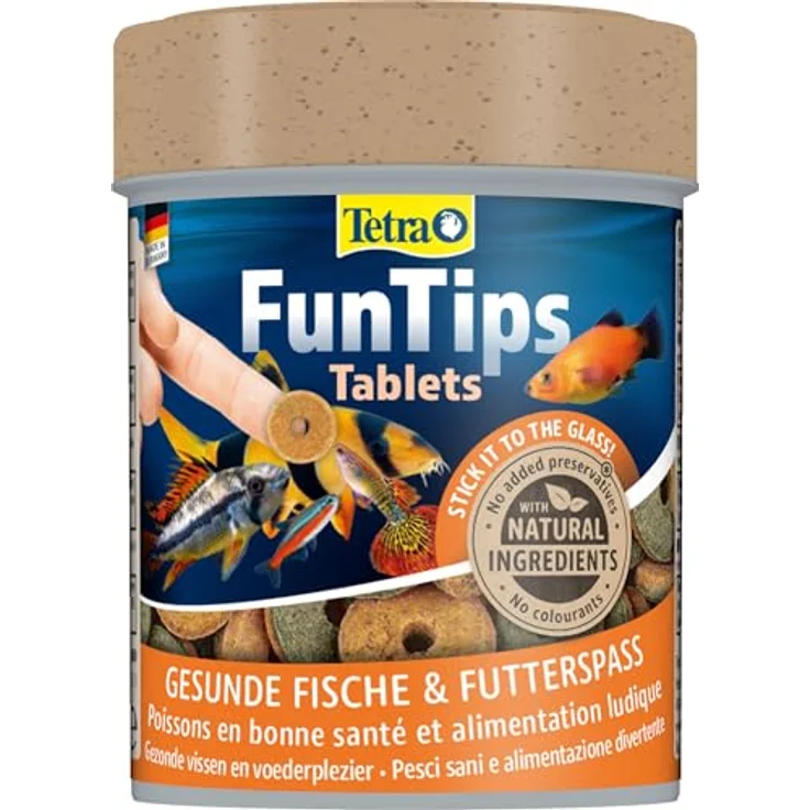 Tetra FunTips Tablets, haftende Futtertabletten für tropische Zierfische, biologisch ausgewogen, 165 Stück – Bild 1