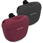 Navaris Hunde Futterbeutel 2er Set, Silikon Snackbeutel mit Clip und Magnetverschluss für Leckerlis und Hundefutter, schwarz