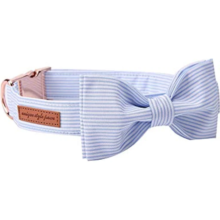 Unique Style Paws Hundehalsband Fliege, verstellbares Baumwollhalsband für Hunde und Katzen, XL-Größe, mit separierbarer Fliege und D-Ring, pflegeleicht – Bild 2