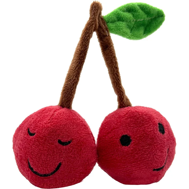 Aumüller Katzenspielkissen Kuschelkirschen Plüsch mit Katzenminze und Silver Vine, rot