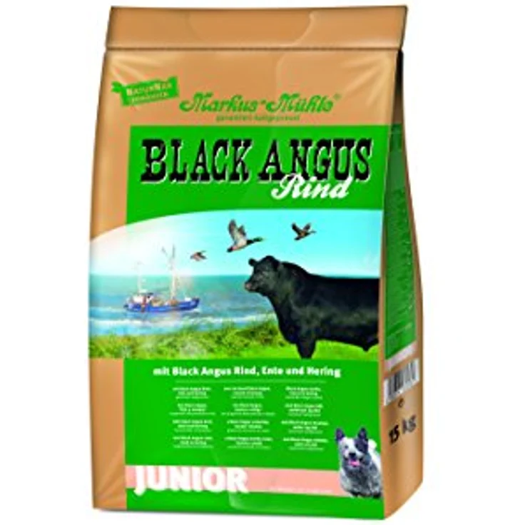 Markus Mühle Black Angus Junior Hundefutter, naturbelassenes Trockenfutter für Welpen bis 12 Monate, 15kg