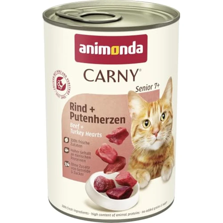 animonda Carny Senior Rind und Putenherz, Katzen-Nassfutter mit frischem Fleisch, 6x400g – Bild 1