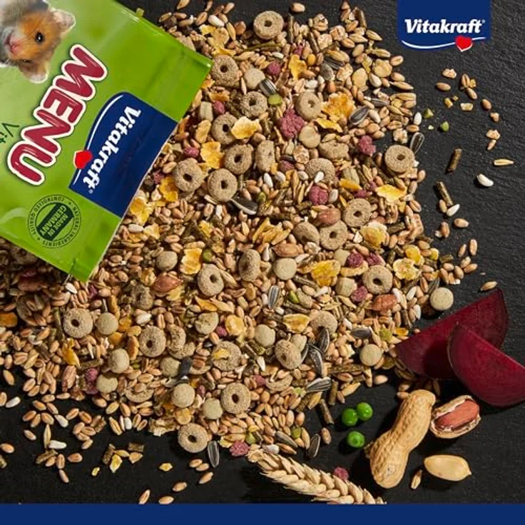 Vitakraft Menu Vital, Hamsterfutter mit Gemüse und Nüssen, enthält lebenswichtige Vitamine und Mineralien, 1kg, ohne Zuckerzusatz – Bild 2