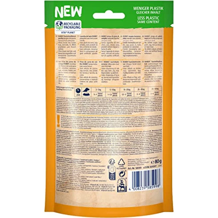 Vitakraft Kaninchenfleischstreifen, fleischiger Hundesnack ohne Zusatzstoffe, 80g – Bild 2